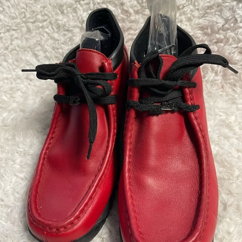 Buffalino B-Boots Men's Leather Red & black trim lace up boots rubber soles SZ11